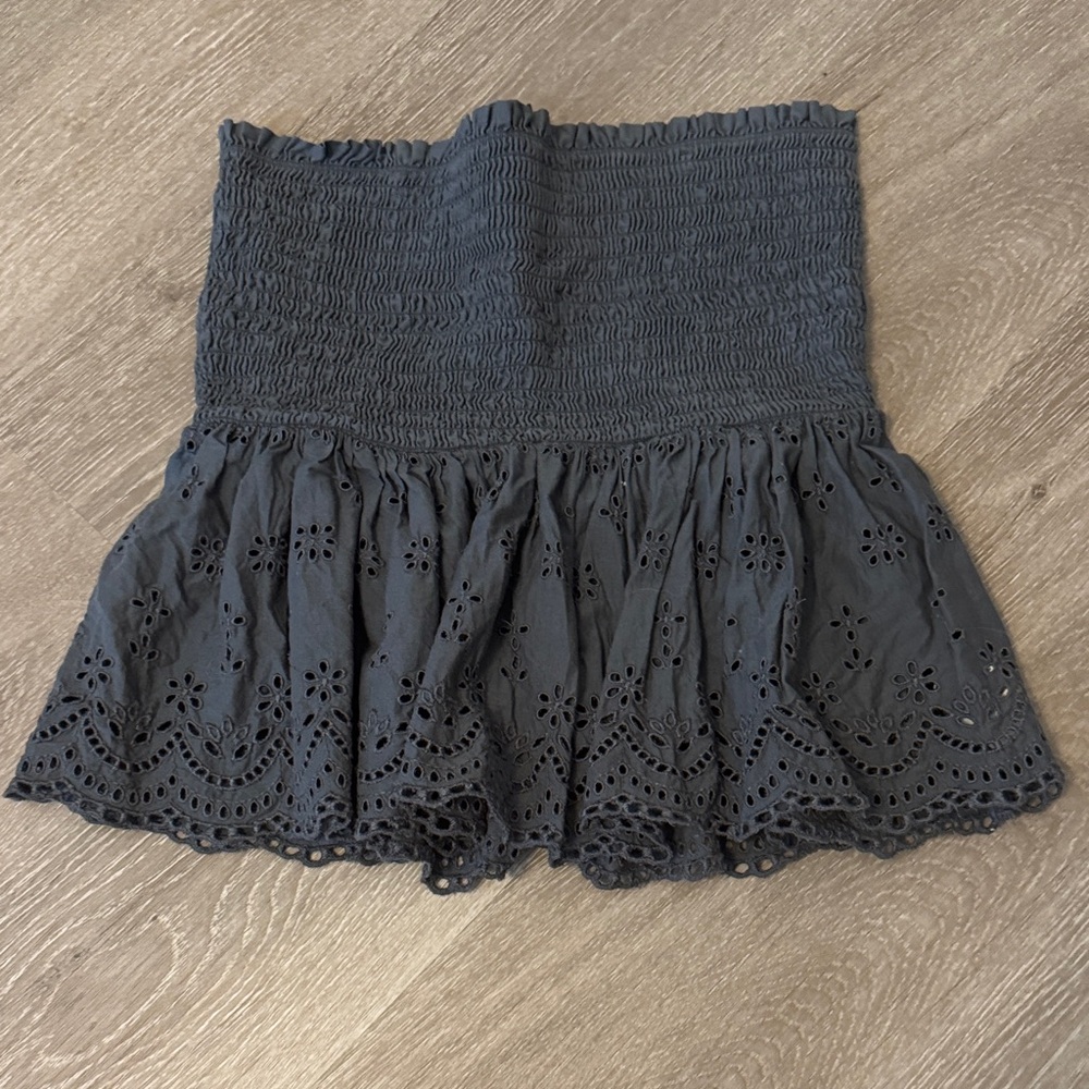 American Eagle Outfitters Charcoal Gray Smocked Tube Top